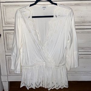 Express White V-Neck Blouse